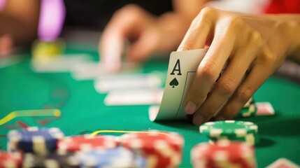 Close-Up of Dealer Handing Out Blackjack Cards