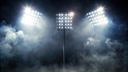 Wall Mural - foggy dark background with stadium lights