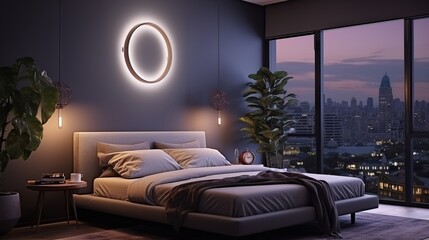 Sticker - Modern Bedroom with City View