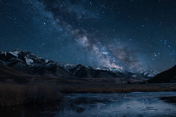 A beautiful night sky with a large milky white cloud in the middle
