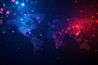 © JP STUDIO LAB - High-tech digital world map, illuminated with red and blue highlights, cyber network connectivity concept, tech background