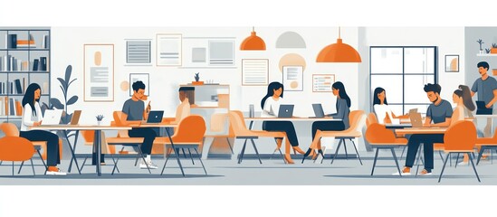 Canvas Print - People working and meeting in a modern office.