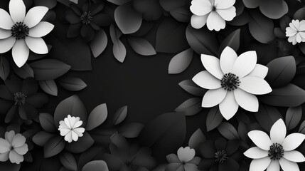 Wall Mural - Monochromatic Floral Background with White Flowers.