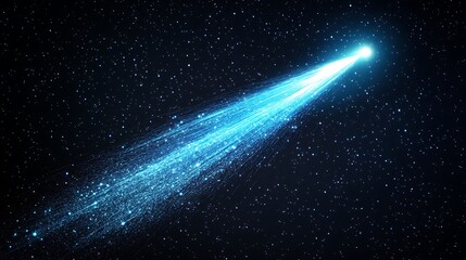 Wall Mural - a bright blue comet streaks across a dark starry sky.
