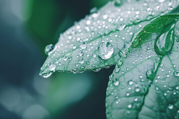 A leaf with water droplets on it