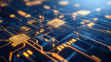 Poster - A futuristic circuit pattern on a bright background, showcasing modern technology and electronic design.