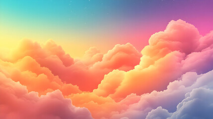 Canvas Print - Dreamy Sky with Colorful Clouds, a Beautiful Sunset