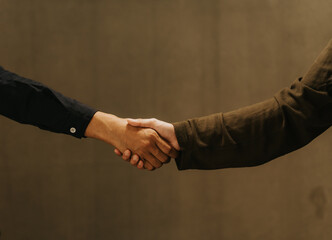 Handshake: A close-up shot of two hands shaking, symbolizing trust, agreement, and the beginning of a successful partnership. The warm.