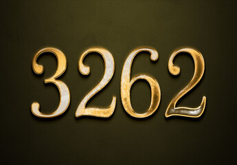 Canvas Print - Old gold effect of 3262 number with 3D glossy style Mockup.	