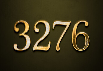 Sticker - Old gold effect of 3276 number with 3D glossy style Mockup.	