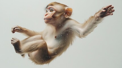 Wall Mural - A monkey in mid-air, showcasing agility and playful movement.