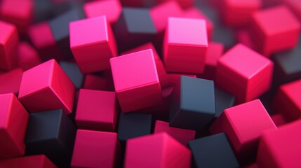 Poster - abstract 3d pink and black cubes background modern geometric design