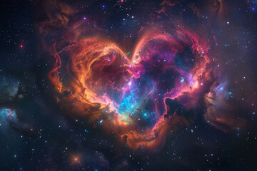 Wall Mural - a colorful heart is surrounded by a cloud of gas and dust in space