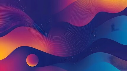 Poster - Abstract Blue  Purple  Orange and Yellow Swirl Background