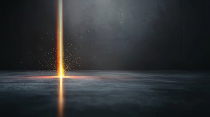 Poster - Abstract Light Beam with Sparkles on Dark Surface