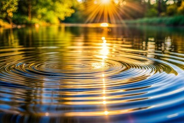 Poster - Golden sunlight reflected on ripples of still water