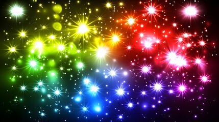 Poster - Rainbow Stars and Glitter Abstract Background