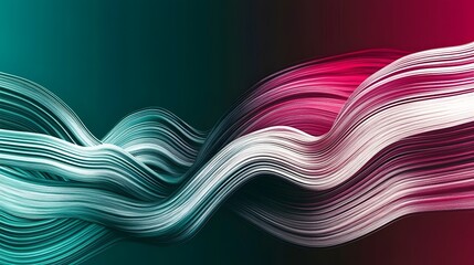 Poster - Abstract Wavy Lines in Teal and Pink Colors