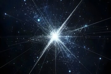 Poster - Abstract Light Burst with Network Lines and Stars