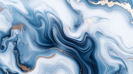 Poster - Elegant abstract marble background with deep blues, golds, and whites; perfect for digital art.