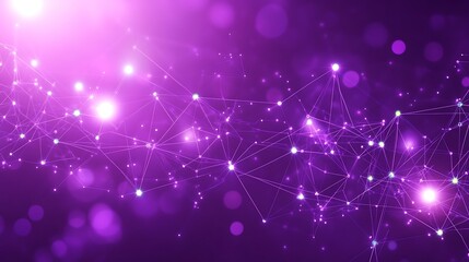 Poster - Abstract purple background with connected dots and lines, glowing bokeh lights and a blurred background.