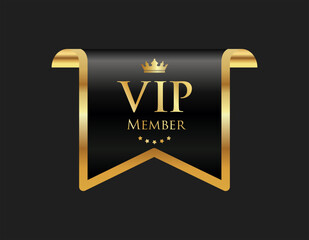 Poster - VIP member emblem black and gold isolated on black background