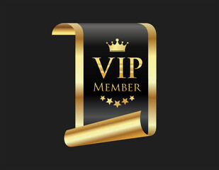 Poster - VIP member emblem black and gold isolated on black background