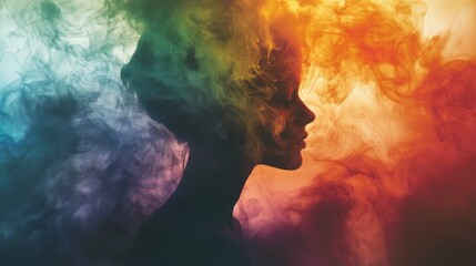 Poster - Vibrant Silhouette with Colorful Smoke Effects