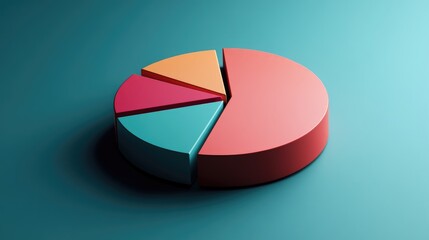 Poster - Colorful 3D Pie Chart on Teal Background