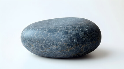 Aufkleber - Smooth Grey Oval Stone or Pebble in Minimalist Studio Setting on White Background. Natural Coastal Geology and Texture with Tranquil,Meditative and Elegant Aesthetic.
