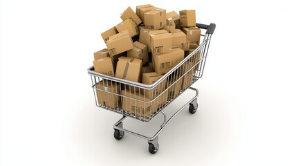 Paper boxes parcel in a trolley,concept shopping online and service home delivery,black friday,Shopping cart supermarket with boxes,Sales of products,goods through online trading platforms.