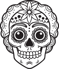 Wall Mural - Day of the dead skull line art vector