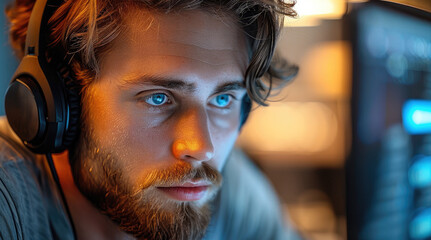 Leinwandbilder - Software developer in a call with a client.