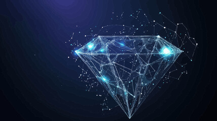 Poster - Abstract Vector Diamond As Cosmic Starry Sky, Minimalist Business Wireframe Concept In Universe