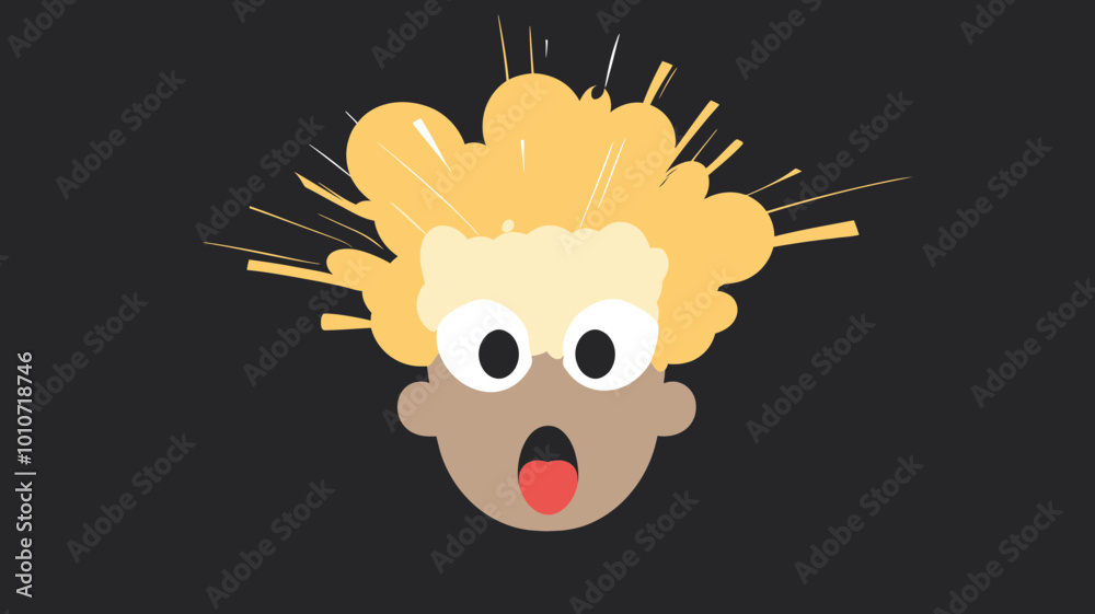 Stylized Vector Illustration of Exploding Head with Shocked Expression ...