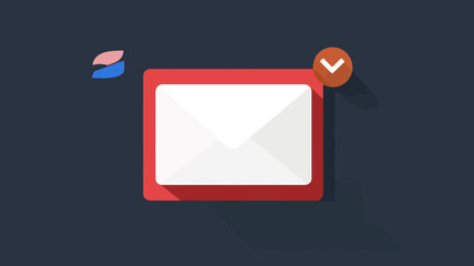 Poster - Flat Design Web Mail Icon with Envelope and Check Mark for Email Notification, Communication, Online Messaging, and Business Correspondence Concept