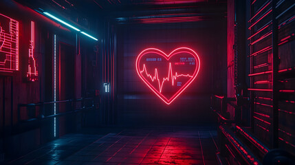 Wall Mural - Neon Heartbeat in Futuristic Urban Space