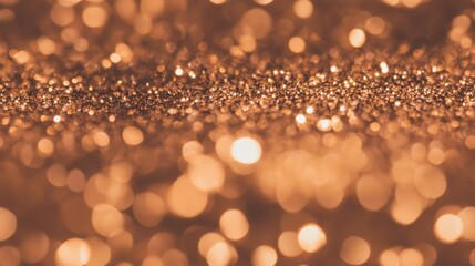 Wall Mural - Golden glitter in focus with bright bokeh lights creating a luxurious and festive texture. Holiday celebration or luxury event concept.