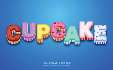 Poster - cupcake 3d editable text style effect
