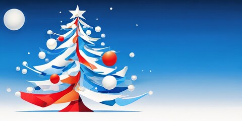 Poster - A Christmas tree with red, white and blue decorations