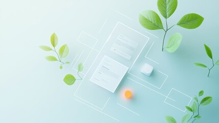 Poster - A wireframe for a mobile app interface showing the user flow for creating an account, accessing features, and completing tasks.