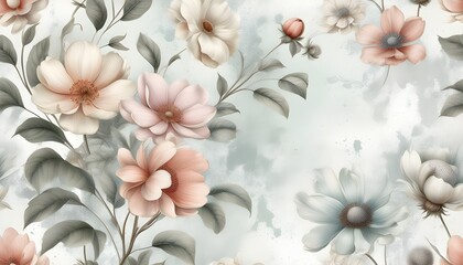 Sticker - Timeless Vintage Floral Design in Watercolor Style with Delicate Linework and Muted Colors, Captured in a 3D Render