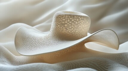 Canvas Print - A delicate, intricately designed hat resting on soft fabric.