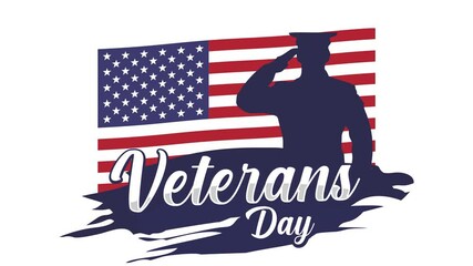 Wall Mural - happy veterans day with blue background and american flag