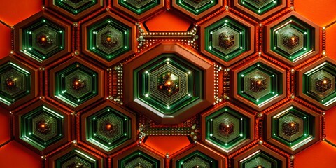 Poster - A colorful, abstract design with a green and red color scheme