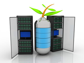 Wall Mural - 3d illustration Data center server with battery
