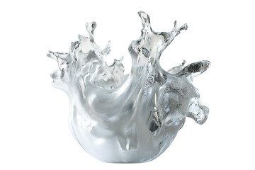 Poster - Dynamic splash of clear liquid, beautifully abstract, showcasing fluid motion against a white background.