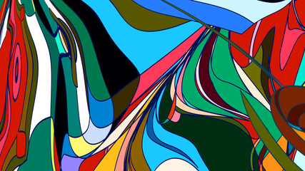 Aufkleber - Illustration of colorful liquid and fluid abstract for the banner template, Summer Music 2025