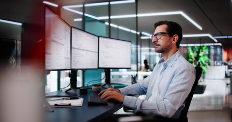 Poster - Web Developer Coding On Computer