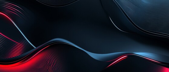 Aufkleber - Abstract dark background with glowing red lines and curves.